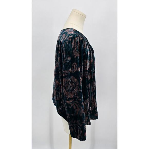 Anthropologie XI Faustine Floral Velvet Blouse – Size S - Fairycore/ Whimsigoth - Picture 2 of 8